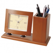 Zegar biurkowy z przybornikiem Guarda, brązowy